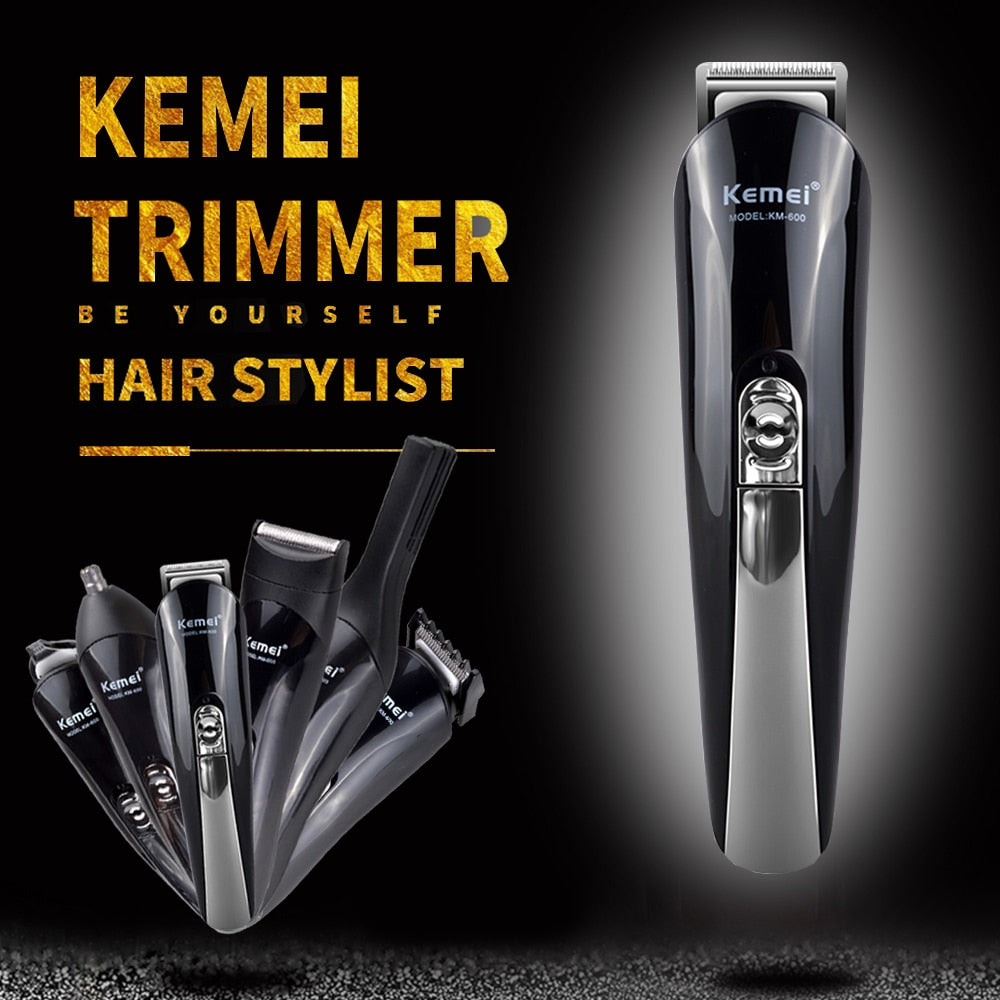 Máquina de Cortar Cabelo Kemei® 11 em 1 - KM600 (5 pentes)