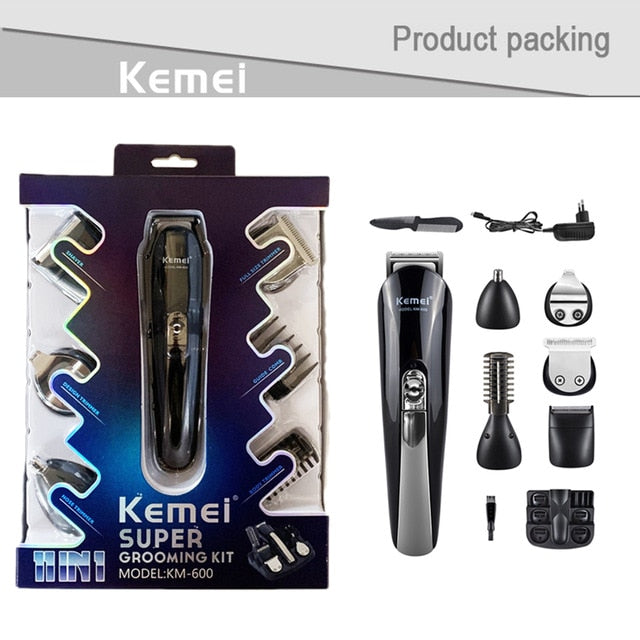 Máquina de Cortar Cabelo Kemei® 11 em 1 - KM600 (5 pentes)