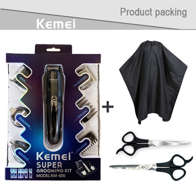 Máquina de Cortar Cabelo Kemei® 11 em 1 - KM600 (5 pentes)